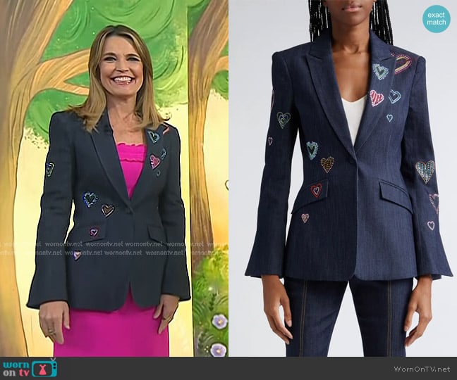 Cinq a Sept Cheyenne Denim Blazer worn by Savannah Guthrie on Today