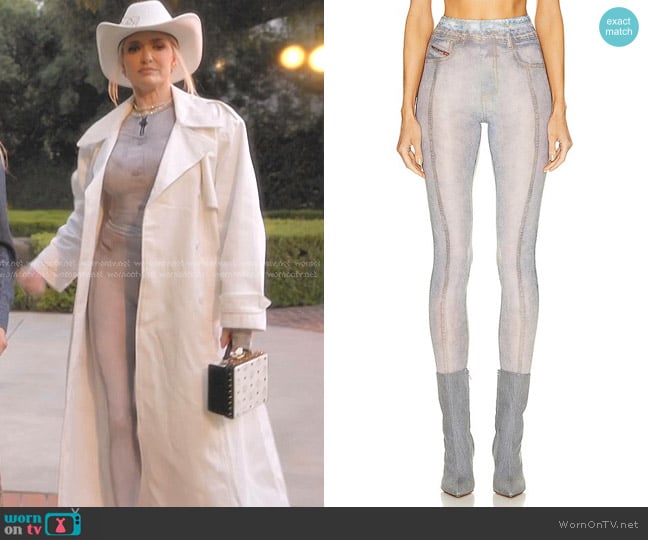 Diesel High Waisted Tights in Blue worn by Erika Jayne on The Real Housewives of Beverly Hills