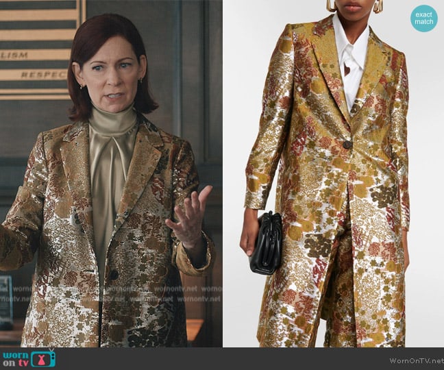 Dries Van Noten Full Length Jacket in Military Green worn by Elsbeth Tascioni (Carrie Preston) on Elsbeth