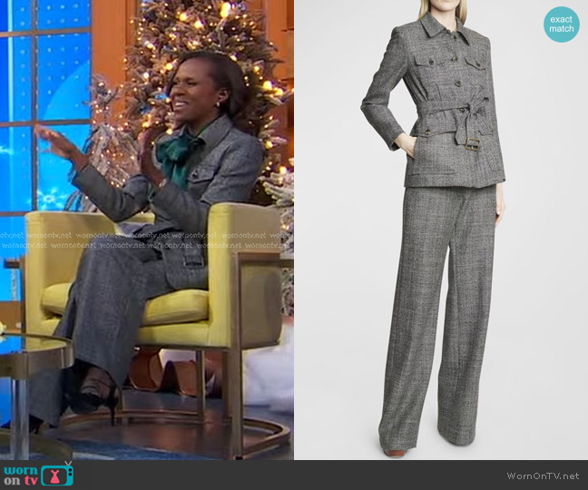 Dries Van Noten Vardia Belted Wool Utility Jacket worn by Deborah Roberts on Good Morning America