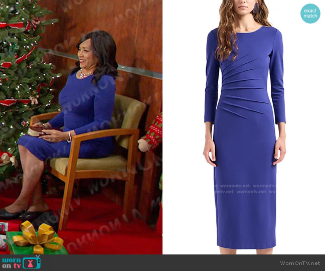 Emporio Armani Dart Detail Sheath Dress in Solid Medium worn by Paulina Price (Jackée Harry) on Days of our Lives