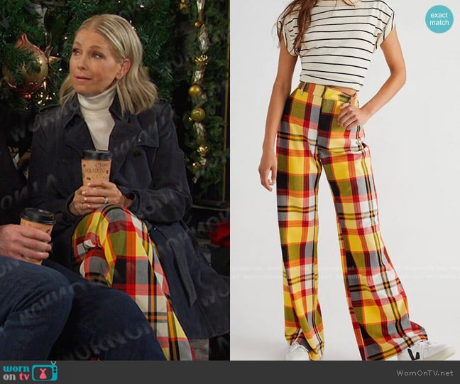 Free People Plaid Jules Pants worn by Jennifer Horton (Melissa Reeves) on Days of our Lives