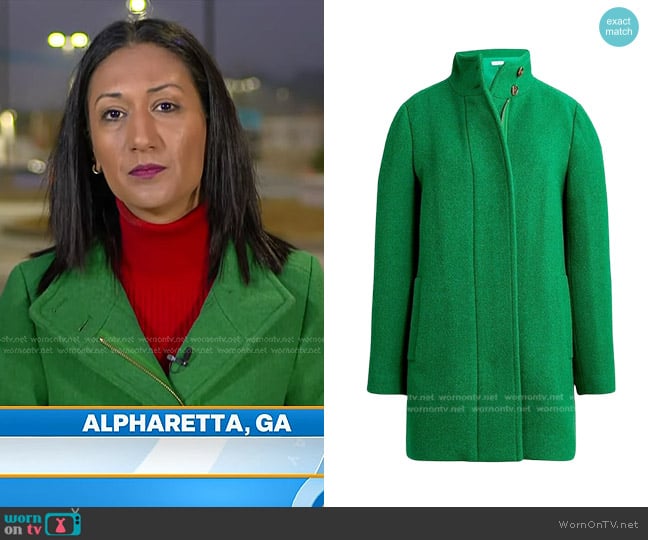 J. Crew Button-Neck City Coat worn by Priya Sridhar on Today