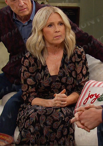 Jennifer’s black paisley print dress on Days of our Lives