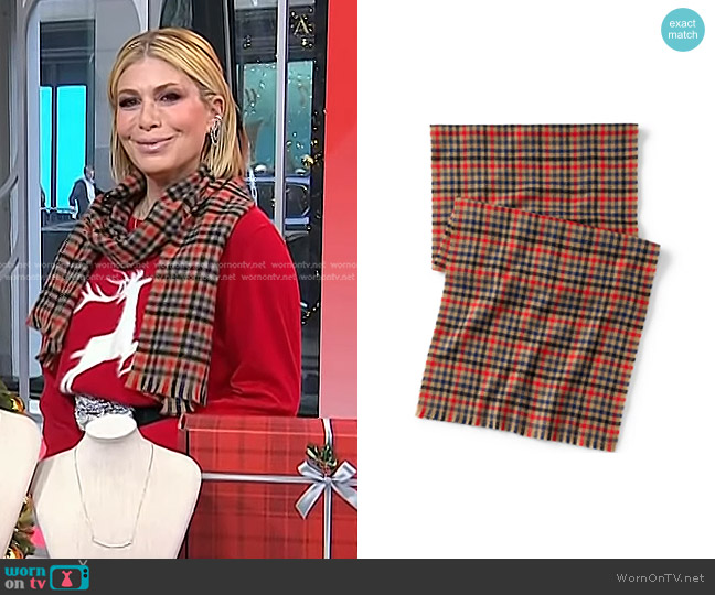 Lands' End CashTouch Winter Scarf Pattern in Honey Beige Check worn by Jill Martin on Today