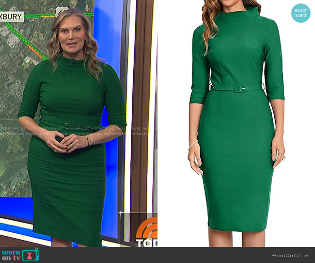 MUXXN 1950s Vintage 3/4 Sleeve Elegant Collar Cocktail Evening Dress worn by Emily West on Today