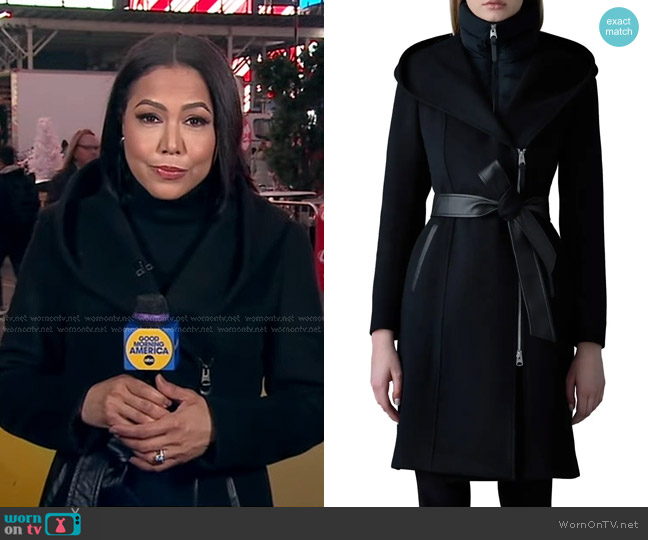 Mackage Shia-SLB 2-in-1 Double Face Wool Coat with Removable Bib worn by Stephanie Ramos on Good Morning America