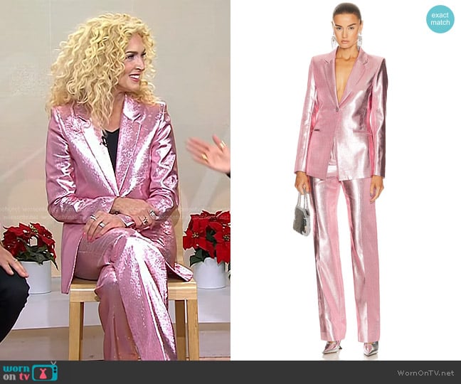 Rabanne Metallic Blazer in Pink worn by Kimberly Schlapman on Today