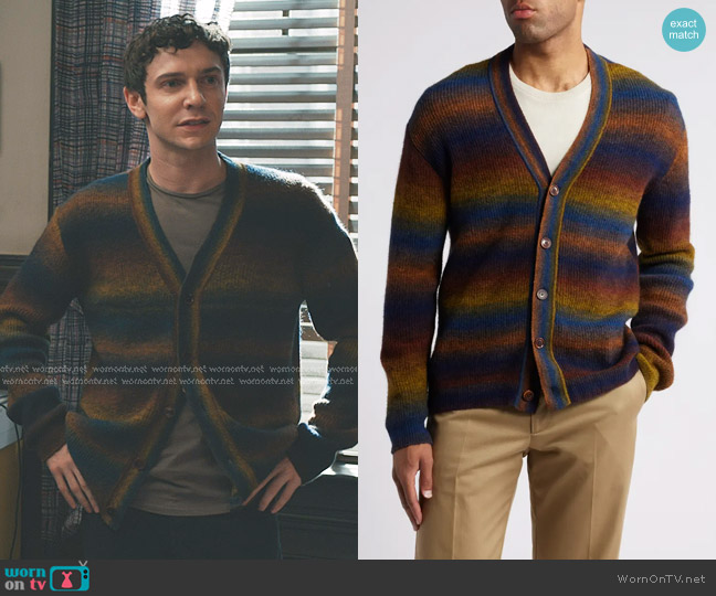 NN07 Viggo Cardigan in Brown Multi Shades worn by Teddy Tascioni (Ben Levi Ross) on Elsbeth