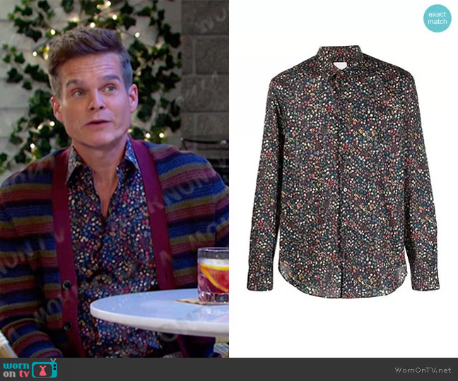Paul Smith Floral-Print Organic-Cotton Shirt worn by Leo Stark (Greg Rikaart) on Days of our Lives