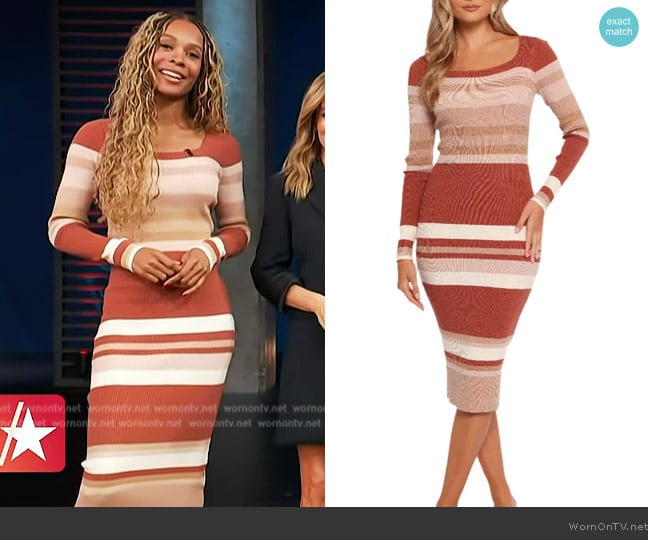 Petal & Pup Colten Stripe Long Sleeve Rib Sweater Dress worn by Zuri Hall on Access Hollywood