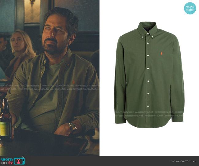 Polo Ralph Lauren Icon Logo Slim Fit Poplin Shirt in olive green worn by Paul Morgan (Ray Romano) on No Good Deed