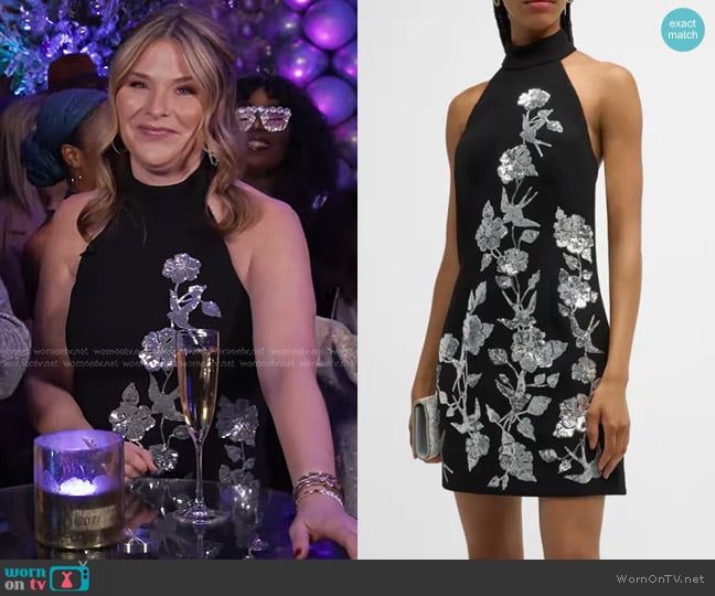 Rebecca Vallance Monroe Floral Embroidered Halter Mini Dress worn by Jenna Bush Hager on Today