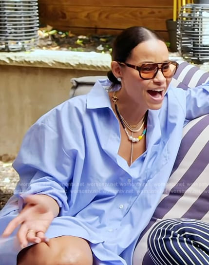 Sai’s blue maxi shirtdress on The Real Housewives of New York City
