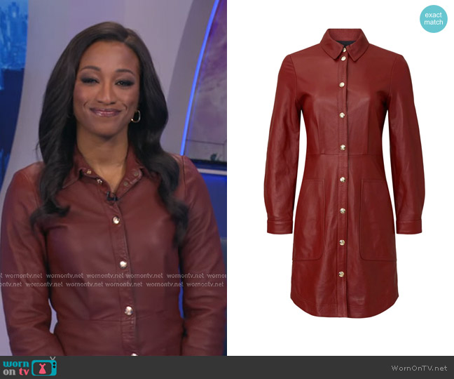 Tommy Hilfiger Leather Shirtdress in Red worn by Brittany Bell on Good Morning America