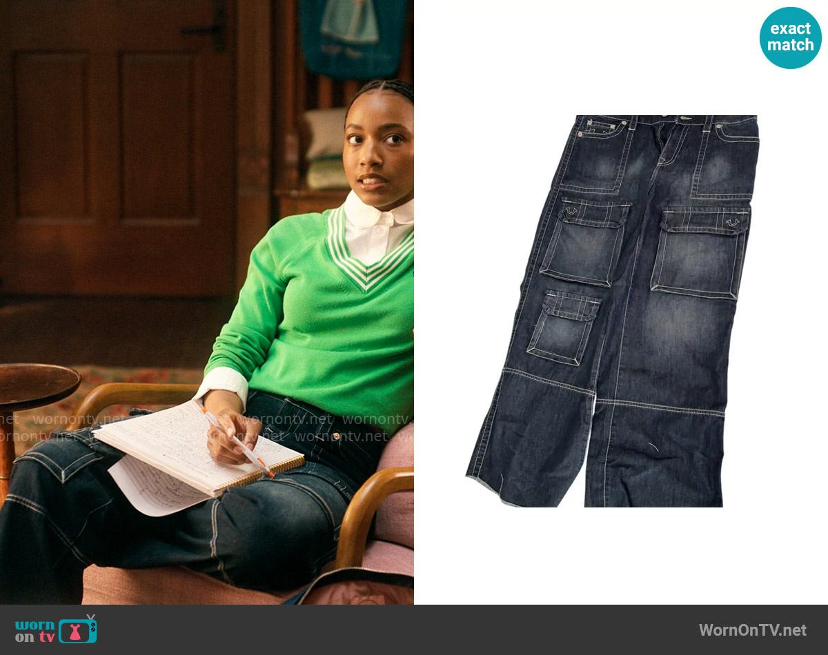 True Religion Cargo Jeans worn by Whitney Chase (Alyah Chanelle Scott) on The Sex Lives of College Girls