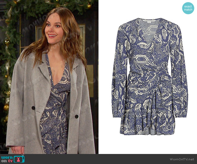 Veronica Beard Erinne Dress in Washed Indigo Multi worn by Stephanie Johnson (Abigail Klein) on Days of our Lives