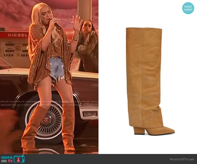 Paris Texas Jane Leather Knee-high Boots worn by Gwen Stefani on The Voice