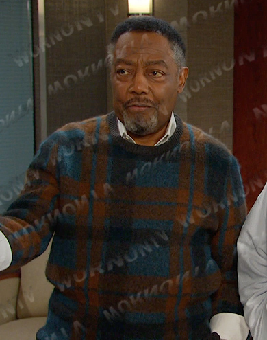 Abe’s plaid mohair sweater on Days of our Lives