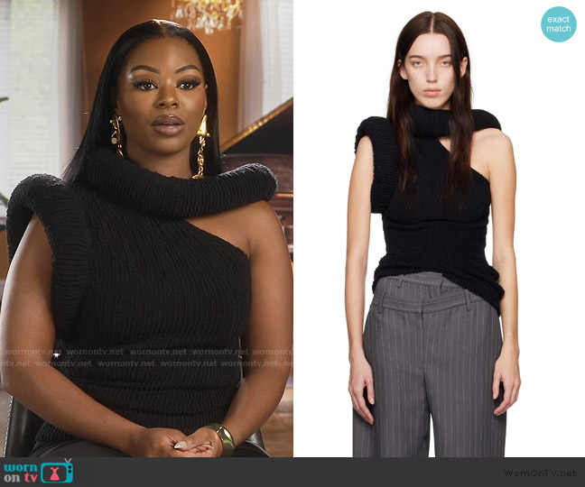 Acne Studios Black Knit Top worn by Keiarna Stewart on The Real Housewives of Potomac