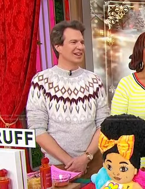 Adam’s fair isle sweater on Sherri