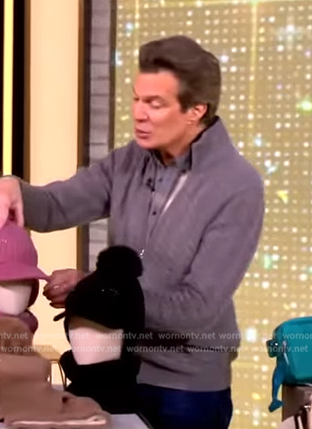 Adam Glassman’s gray cableknit cardigan on The View