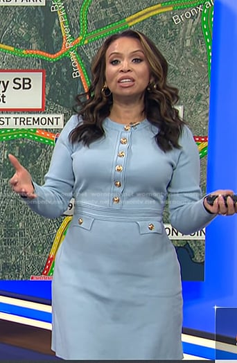 Adelle’s light blue button front sweater dress on Today