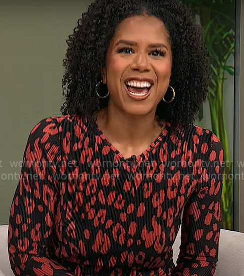 Adriana Diaz’s red leopard print dress on CBS Mornings
