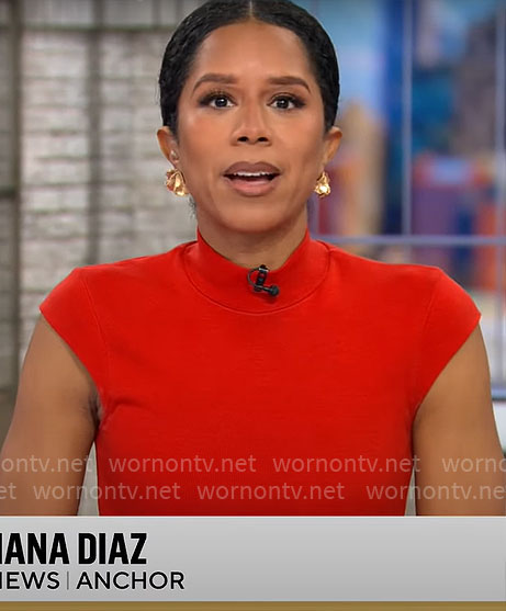 Adriana Diaz’s red mock-neck dress on CBS Mornings