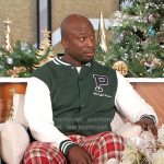 Akbar’s green P bomber jacket on The Talk