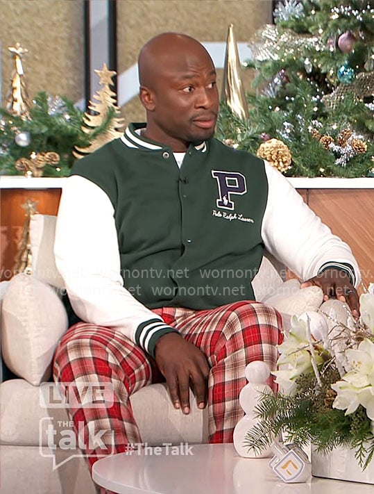 Akbar’s green P bomber jacket on The Talk