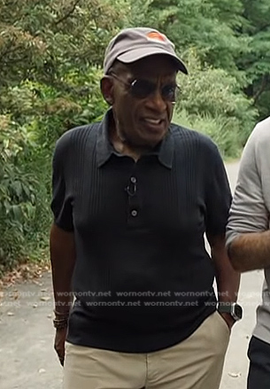 Al Roker’s navy ribbed polo on Today