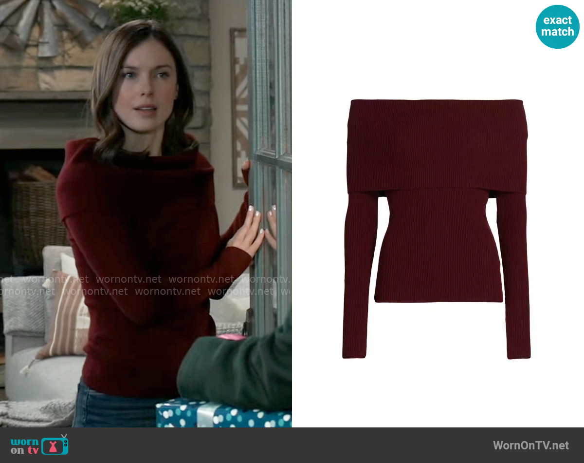 A.L.C. Evelyn Top in Burgundy worn by Willow Tait (Katelyn MacMullen) on General Hospital