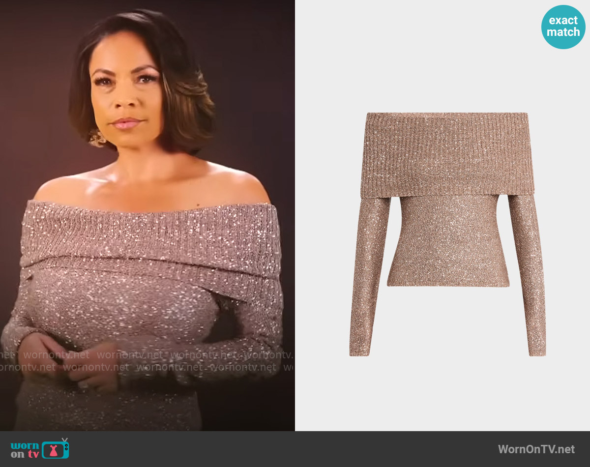 A.L.C. Evelyn Sparkly Off-The-Shoulder Top worn by Nicole Dupree Richardson (Daphnee Duplaix) on Beyond the Gates