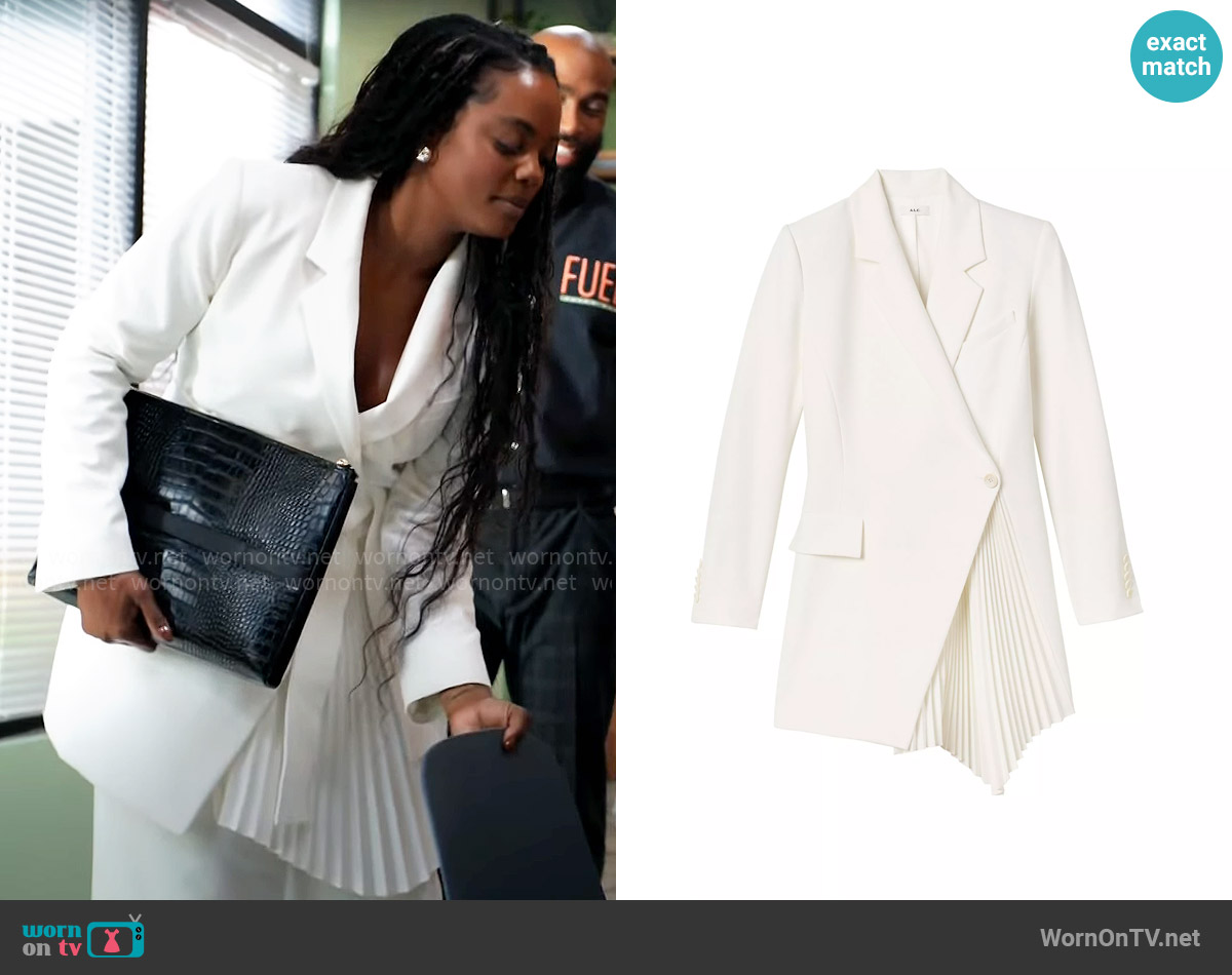 A.L.C. Juliet Pleated Blazer Minidress worn by Sabrina Hollins (Novi Brown) on Tyler Perrys Sistas