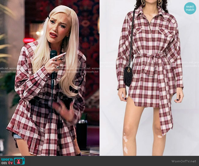 Alexandre Vauthier Check Print Shirt Dress worn by Gwen Stefani on The Voice