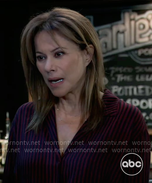 Alexis’s red and navy striped shirt on General Hospital