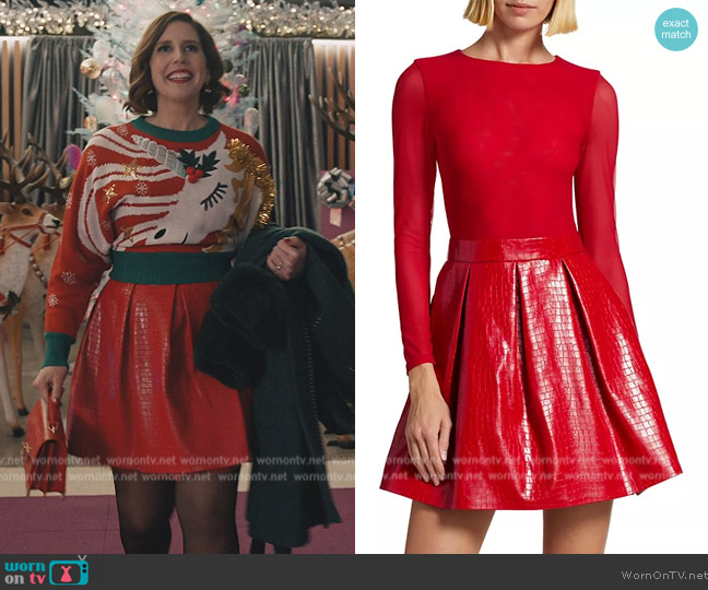 Alice + Olivia Chara Faux Croc Mini Dress worn by Deedee (Vanessa Bayer) on Elsbeth