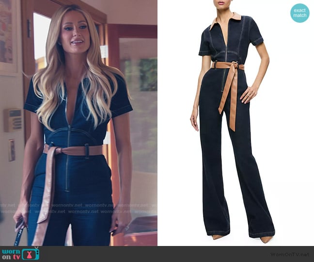 Alice + Olivia Gorgeous Wide Leg Jumpsuit worn by Paris Hilton on Paris and Nicole The Encore