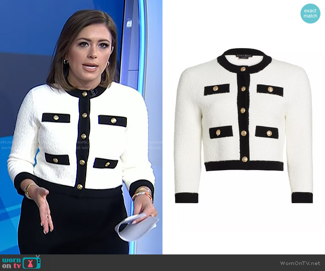 Alice + Olivia Claira Colorblocked Cardigan worn by Chloe Melas on Today