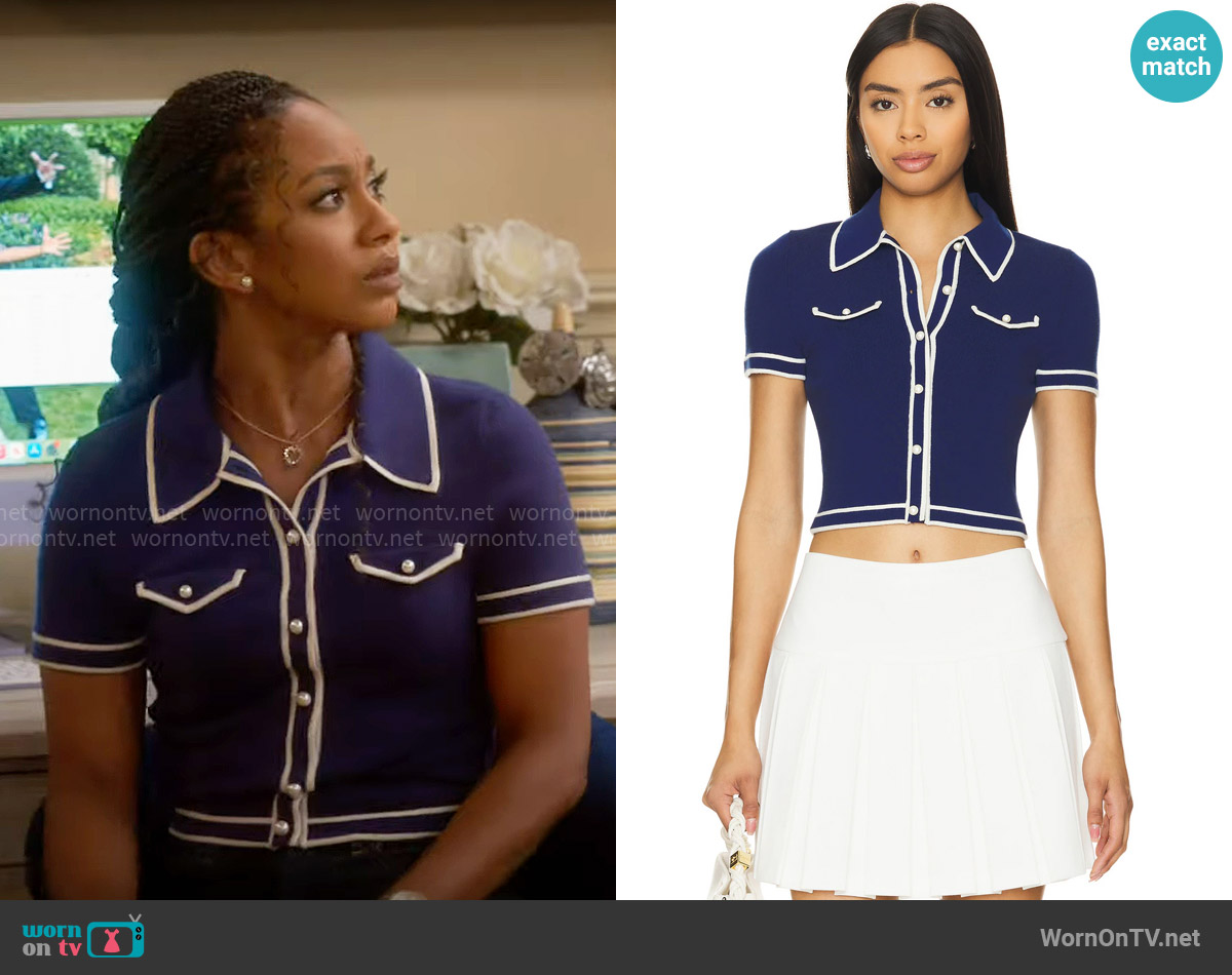 Alice + Olivia Marlena Polo worn by Nina (Tetona Jackson) on Poppas House