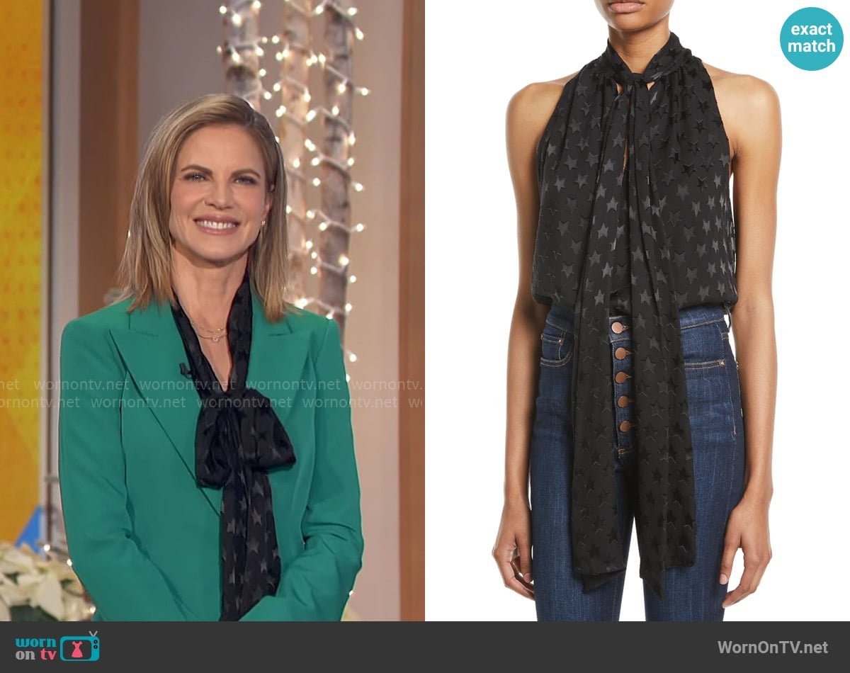 Alice + Olivia Delphine Top worn by Natalie Morales on The Talk