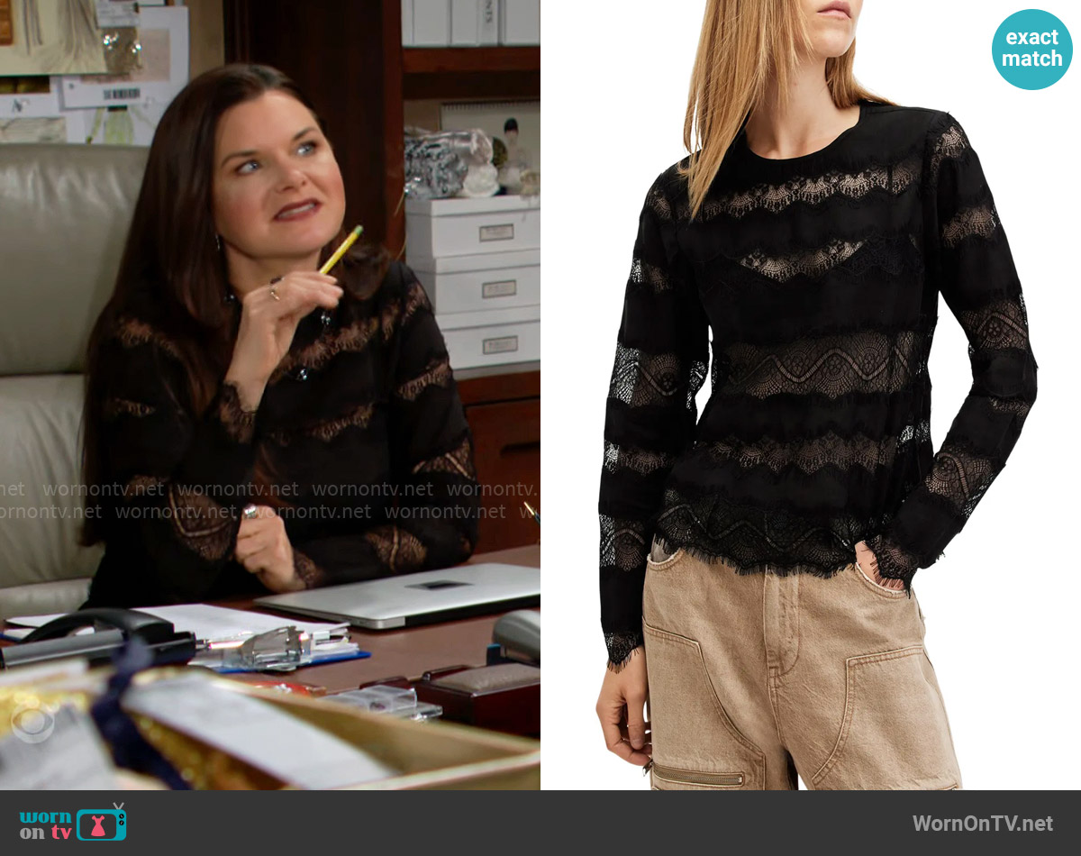 All Saints Tiff Lace Trim Top worn by Katie Logan (Heather Tom) on The Bold and the Beautiful