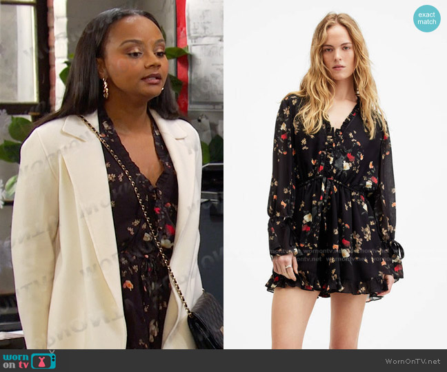 All Saints Daria Ruffled Romper worn by Chanel Dupree (Raven Bowens) on Days of our Lives