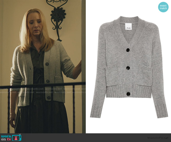 Allude Ribbed-knit cardigan worn by Lydia Morgan (Lisa Kudrow) on No Good Deed