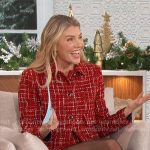 Amanda’s red tweed jacket and mini skirt set on The Talk