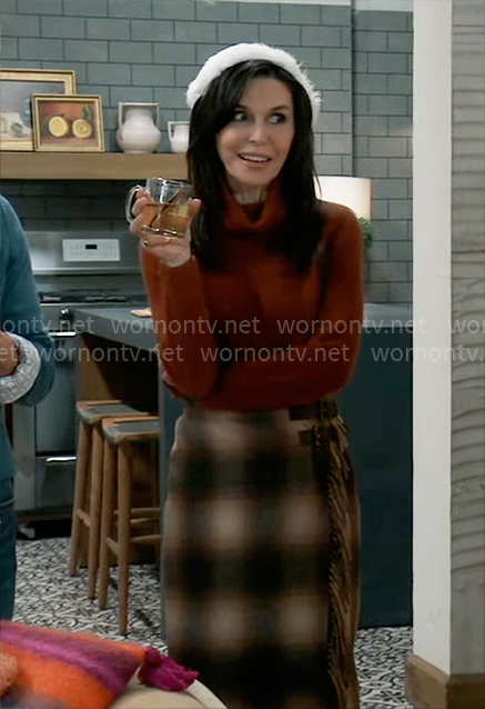 Anna’s plaid fringed wrap skirt on General Hospital