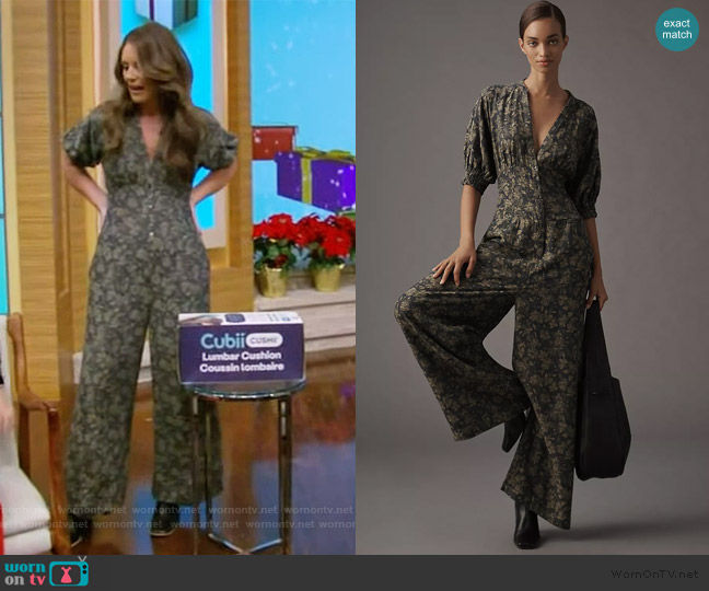 Anthropologie Puff-Sleeve Jumpsuit worn by Monica Mangin on Live with Kelly and Mark