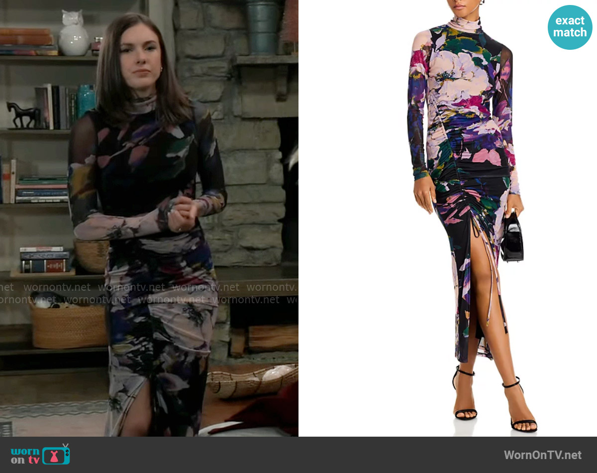 Aqua Printed Mesh Dress worn by Willow Tait (Katelyn MacMullen) on General Hospital