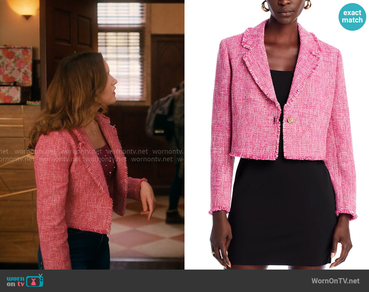 Aqua Tweed Fringe Blazer worn by Kacey (Gracie Lawrence) on The Sex Lives of College Girls